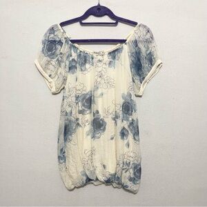 Marina Gigli Floral Off-Shoulder silk Blouse made in Italy